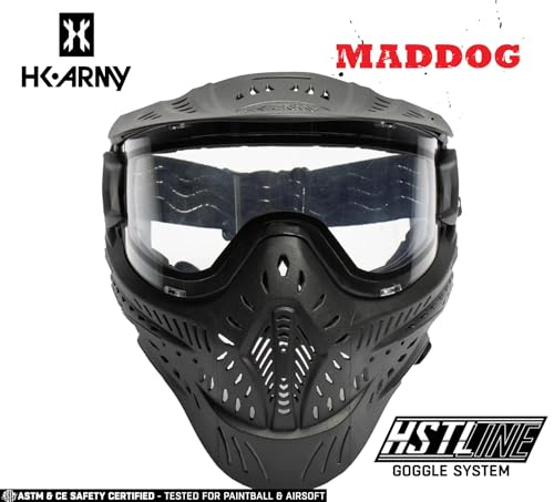 Full-Face Paintball and Airsoft Mask Goggle System - Clear Thermal Dual-Pane Anti-Fog Lens (Indoor Outdoor)