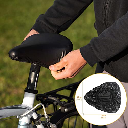 Waterproof Bicycle Seat Cover 3-Pack - Elastic Rain Protector for Bike Saddles in Black