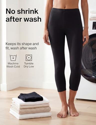 Large Black Cotton Capri Leggings Pack of 2 for Women - No Nonsense