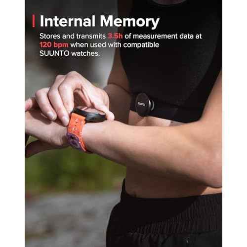 SUUNTO Smart Heart Rate Belt, Accurate Bluetooth Heart Rate Measurement Sensor, Multiple sports Comfortable fit for Running & Swimming, 500H Long Battery Life with Internal Memory, Waterproof, Black