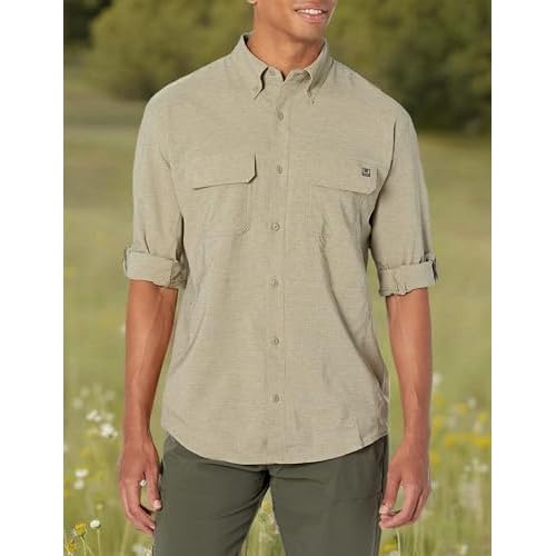 HUK Men's A1a Long Sleeve Fishing Button Down Shirt +30 UPF