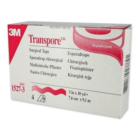 3M Transpore Surgical Tape 3-Inch x 10 Yards, Waterproof, Latex-Free, Box of 4 Rolls