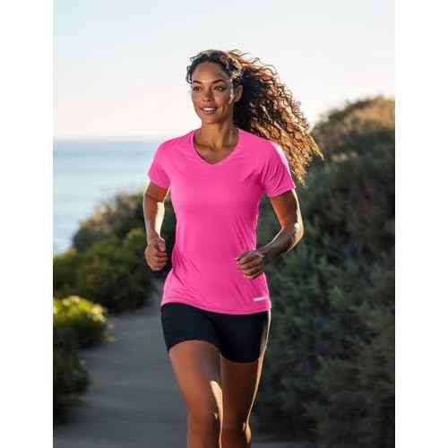 Zengjo Womens Running Shirts Quick Dry Short Sleeve Workout Yoga Tops V Neck Athletic Tees Sports Exercise Wicking T-Shirt