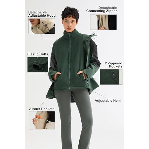 Orolay Women's Hooded Winter Ski Jacket 3 in 1 Waterproof Warm Coat Fleece Mountain Hiking Windbreaker