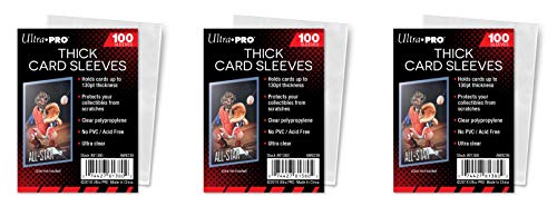 Thick Card Sleeves for Sports Trading Cards - 300 Pack, Acid-Free, Clear Polypropylene