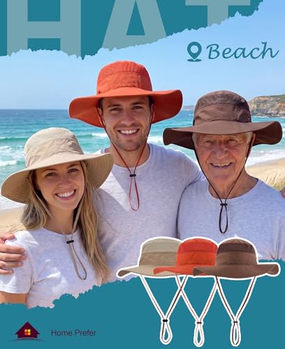 Men's UPF 50+ Wide Brim Sun Hat - One Size Milk Khaki UV Protection Beach Safari Gardening