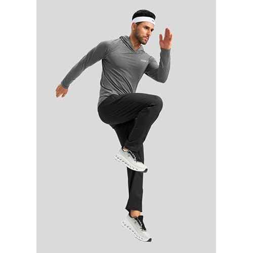 Pudolla Men's Athletic Pants with Zipper Pockets Stretch Workout Sweatpants Lightweight Running Joggers for Men