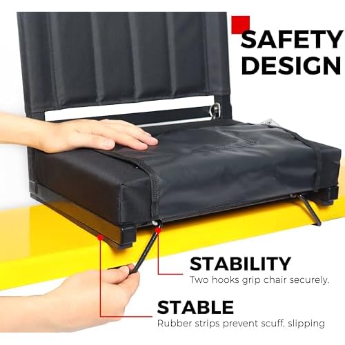 SPORT BEATS Stadium Seats with Back Support Bleacher Chairs with Back and Cushion Thick Padded Bleacher Seats Includes Shoulder Strap