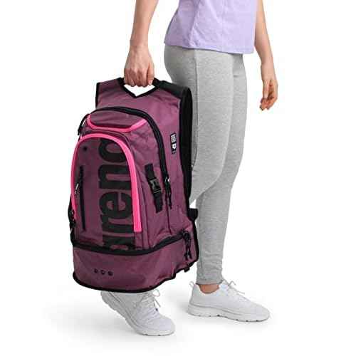 ARENA Unisex Adult Fastpack 3.0 Swimming Athlete Sports Backpack for Swimming Training Gear Gym Bag for Men and Women, 40 Liters, Plum/Neon Pink