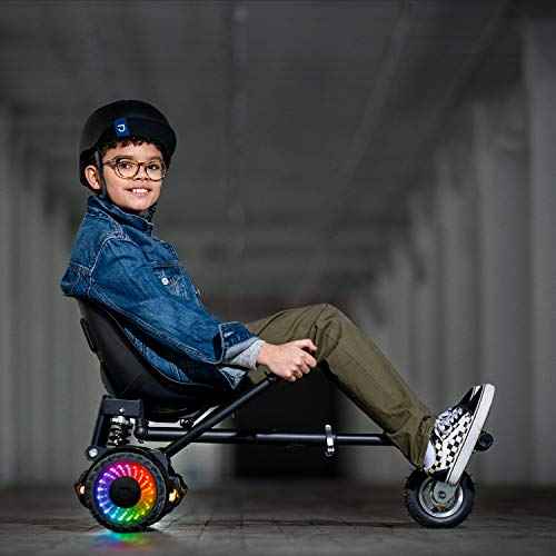Jetson JetKart 2.0 Universal Hoverboard Attachment, 6" Tire, Bucket Seat, Adjustable Footrest Accommodates Most Heights, Ages 12+, Black, JKAR20-BK