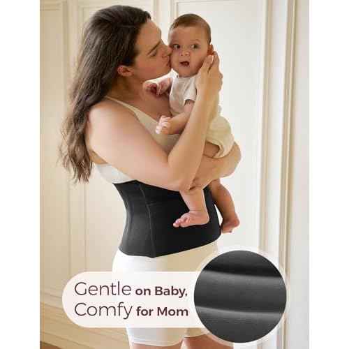 Momcozy Ergowrap Postpartum Belly Band, 3D Abdomen Lifting & Ergonomic Back Support Abdominal Binder, Seamless & Invisible Wrap Shapewear for Postpartum C-Section Recovery, Daily Wear, Exercise