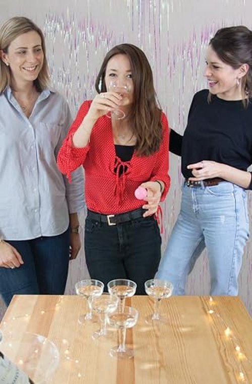 Talking Tables Prosecco Pong Drinking Party Game Includes Balls | Games for Bachelorette Party, Girls Night, Birthday, Bridal Shower, NYE, Christmas, 12 Glasses
