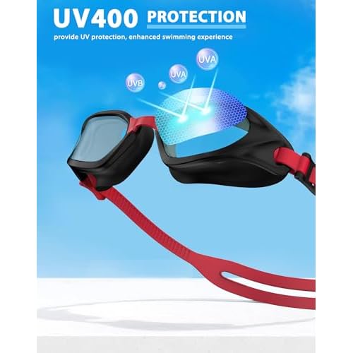 Swim Goggles, Unisex Adult Swimming Goggles Anti Fog Anti UV No Leakage Wide View for Men Women Youth