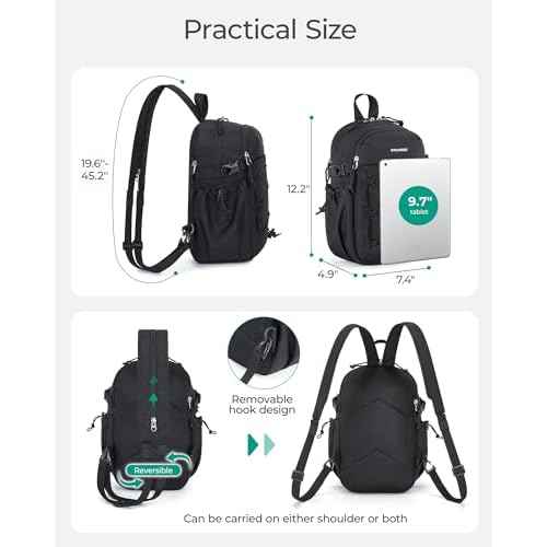 BAGSMART Small Crossbody Sling Bag, Crossbody Daypack, Chest Shoulder Bag Hiking Small Backpack for Casual Travel Sport