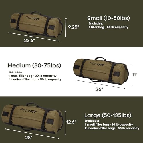 Polyfit Workout Sandbag with 8 Handles - Black, Small 10-50lbs
