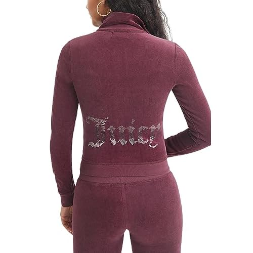 Ombre Bling Cotton Velour Mockneck Track Jacket