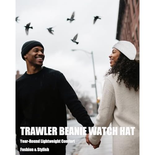 Thin Fisherman Beanie Hat for Men Women Fall Winter -Wool Knit Cuff Short Fashion Watch Cap,Trawler Slouchy Skull Cap