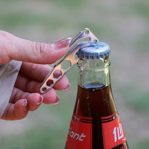 Stainless Steel Multitools Key Clip for Everyday Use, Keychain Multi Tool with Bottle Opener Hex Wrench for Outdoor Camping
