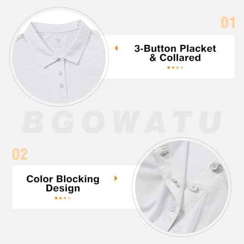 BGOWATU Women's Golf Shirts Sleeveless Polo Shirts Collared 3 Buttons Tennis Tank Tops UV Protection Quick Dry