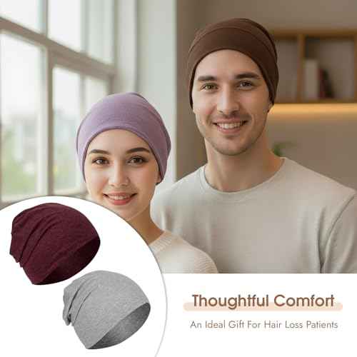 BEVTEE Cotton Slouchy Beanie for Men 4 Packs, Hip-Hop Soft Hats for Women, Skull Caps Lightweight for Winter, Gift, Fashion