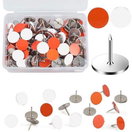 100pcs Reflective Tacks for Trail Marking, 0.4" Diameter Reflective Trail Markers Reflective Thumb Tacks Glow in The Dark Tacks for Hunting Hiking Camping Outdoor Survival with Clear Box