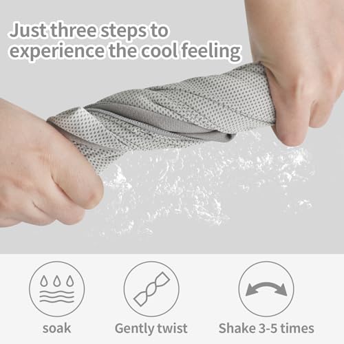 Cooling Towel (40"x 12"),Soft Breathable Chilly Towel Stay Cool for Yoga, Gym,Sport, Workout, Camping,Running, Fitness, Workout & More Activities(Grey)