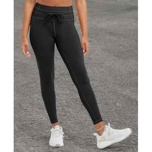Champion Women's Leggings, Soft Touch, Moisture Wicking, Drawcord Leggings for Women, 25"