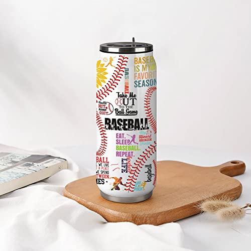 Baseball Tumbler Cup Travel Mug With Lid,Baseball Lover Birthday Gifts Stainless Steel Vacuum Coffee Mug Cup Baseball Gifts For Women Men 17 Oz