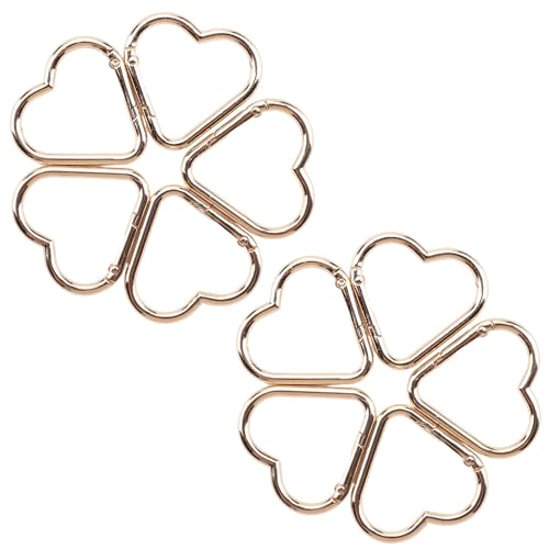 16-Pack Gold Heart Carabiner Clips, Cute Keychain Accessories for Backpacks & Hiking Gear, Aluminum Alloy Spring Snap Hook(Lightweight, Bulk Value Set)