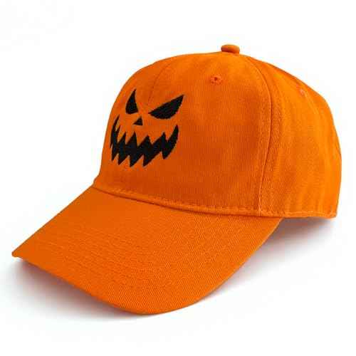 Embroidery Baseball Cap Halloween Pumpkin Face Baseball Hat Adjustable Funny Party Hats for Men Women