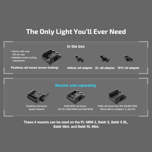 OLIGHT PL-Mini 3 Valkyrie 600 Lumens Compact Tactical Picatinny/GL/Hellcat Rail-Mounted Weaponlight with Two Included Rechargeable and Removable Battery, Pistol Light with Strobe Mode (Black)