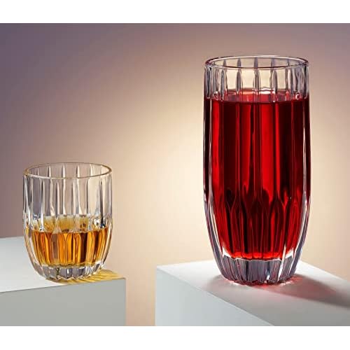 Godinger Drinking Glasses Set - 8pc Barware Set, Highball & Whiskey Glasses - 4 Highballs (12oz) and 4 Whiskey Glasses (10oz)