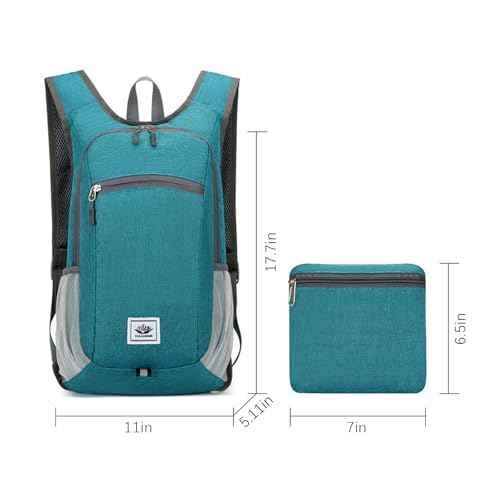 DOJUNS Hiking Backpack 15L Small Travel Backpack Lightweight Foldable Daypack Packable Camping Backpacks for Women Men (Orange)