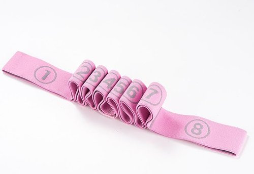 Stretching Strap(1.5" W x 35" L), Portable Stretch Yoga Strap with 8 Loops, Adjustable Elastic Exercise Bands for Yoga Pilates Dance Gymnastics, Dance Flexibility Equipment, Pink