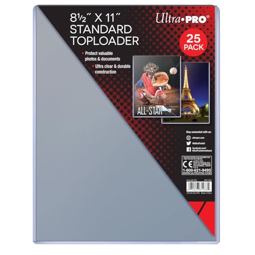 8.5x11 Inch Card Toploader Protectors (25 Pack) for Photos & Collectibles