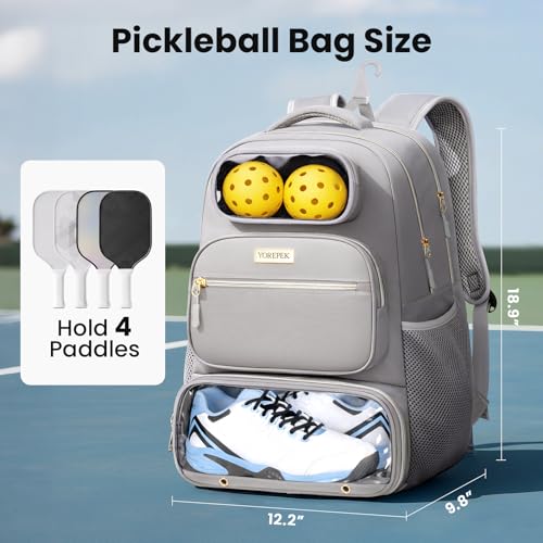 Large Pickleball Bag Backpack with Padded Paddle Protection & Shoe Compartment