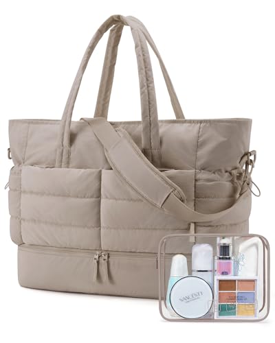 Camel Travel Duffel Bag 48L Puffer Carry-On Weekender Gym Bag for Women