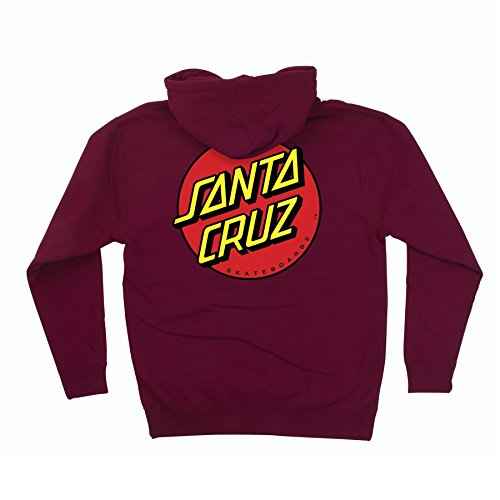 SANTA CRUZ Classic Dot Zip Hooded Heavyweight Sweatshirt Maroon XL Mens