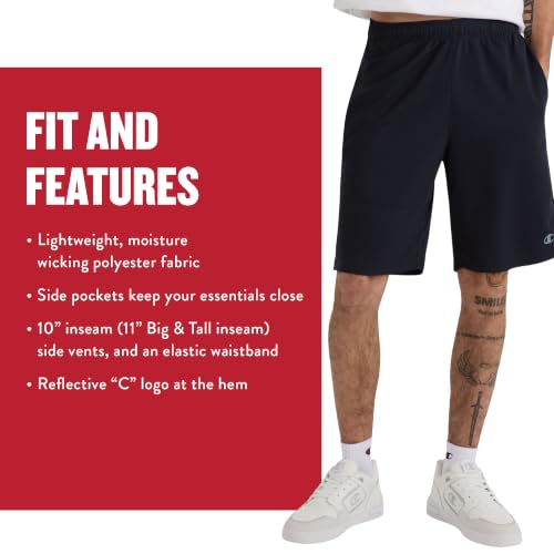 Champion Men's Sport Shorts - Medium / Granite Heather, 7-Inch Inseam, Lightweight Moisture-Wicking Fabric