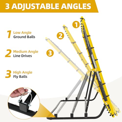 Shopsource Baseball Rebounder Net, 4x4.5FT Volleyball Pitchback Rebound with 3 Adjustable Angles, Baseball & Softball Bounce Back Net for Ground, Line Drive, Fly Ball Return Settings Fielding Trainer