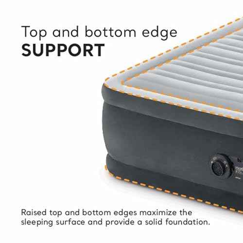 Intex Dura-Beam Deluxe Comfort-Plush Elevated: Fiber-Tech ? Queen Size ? Built-in Electric Pump ? 18in Bed Height ? 600lb Weight Capacity