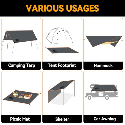 Ultralight Waterproof Tent Footprint with Heavy Duty Grommets - Gray 87x59 in
