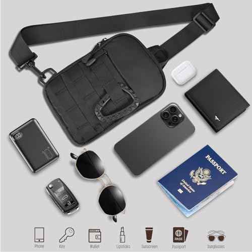 Small Sling Bag for Men, Tactical Inspired Waterproof Utility EDC Mini Crossbody Chest Bag for Travel Work Sport