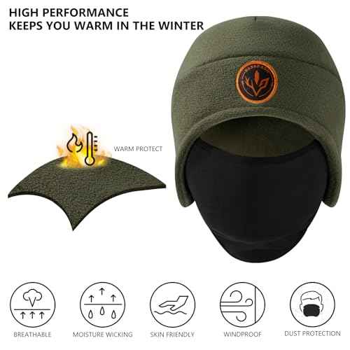 BASSDASH Soft Fleece 2-in-1 Hat with Ski Mask Ear Flap Ice Fishing Hunting Beanie for Men Women Cold Weather Winter