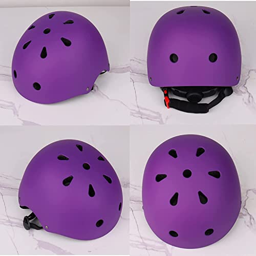 Purple Kids Helmet with Knee Pads Elbow & Wrist Guards - Toddler Bike Safety Gear for Ages 8-14