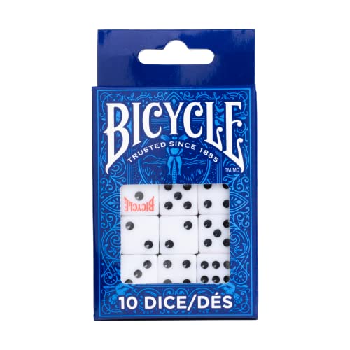 Bicycle 10 Count White 16 mm D6 Playing Dice Set