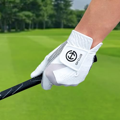 Men's Golf Gloves Left Hand White Medium 2 Pack Non-Slip Silicone Grip