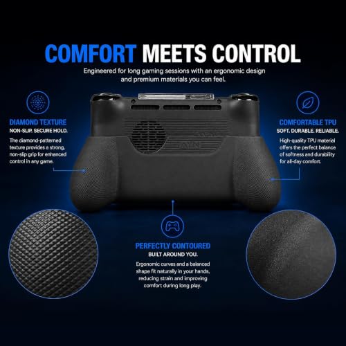 Ayn Thor Handheld Gaming Console Grip Case Black - Ergonomic TPU Cover with Thick Handles
