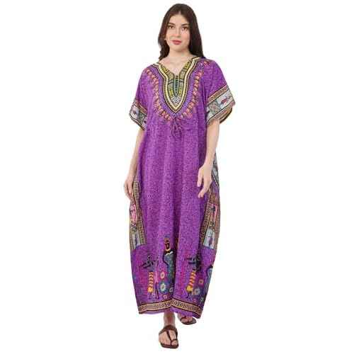 Divine threads Women African Print Kimono Cover Up V Neck Batwing Sleeve Plus Size Beach Kaftan Dresses Brown