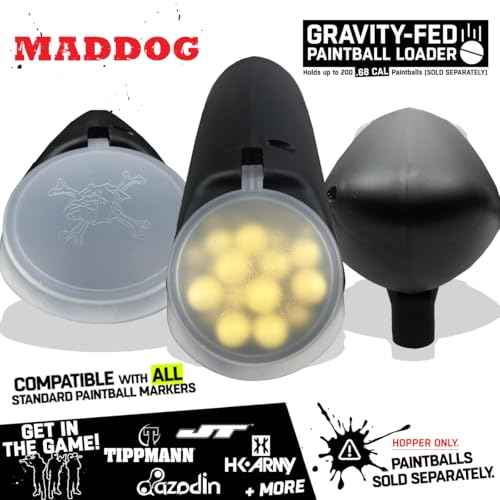 Maddog 200 Round Paintball Loader ? .68 Cal Gravity-Fed Hopper | Universal Paintball Marker Accessory